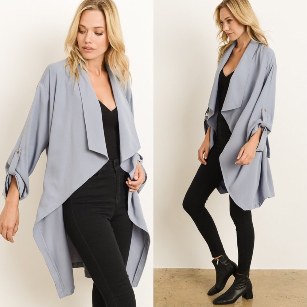 Slate Drape Trench Coat